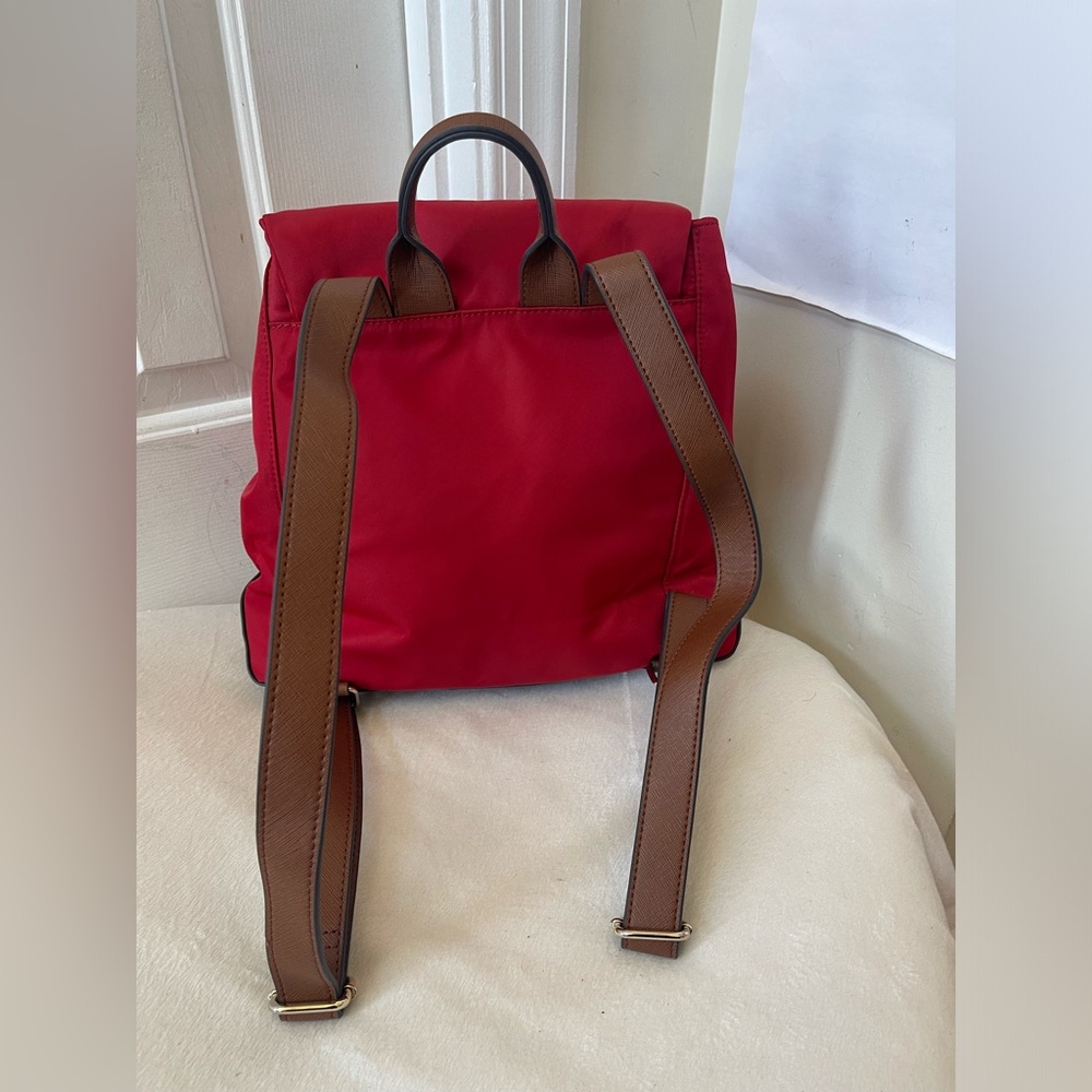 Karl Lagerfeld Cherry Red Backpack with Brown Accents EUC - Picture 4 of 9